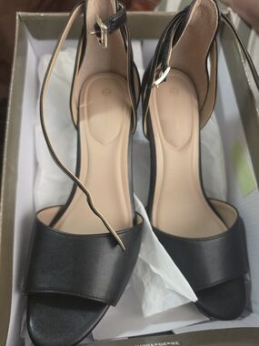 Giani Bernini Black Open-Toe Ankle-Strap Heels